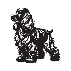 Cocker Spaniel Dog Vector Silhouette, Elegant Canine Outline, Pet Lover Clipart, Loyal Dog Art for Logos, Stickers, Apparel, Digital Prints, Crafts, and Posters.