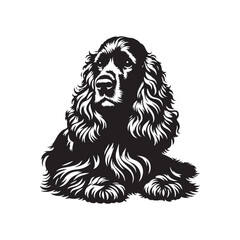 Cocker Spaniel Dog Vector Silhouette, Elegant Canine Outline, Pet Lover Clipart, Loyal Dog Art for Logos, Stickers, Apparel, Digital Prints, Crafts, and Posters.