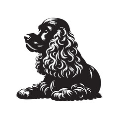 Cocker Spaniel Dog Vector Silhouette, Elegant Canine Outline, Pet Lover Clipart, Loyal Dog Art for Logos, Stickers, Apparel, Digital Prints, Crafts, and Posters.
