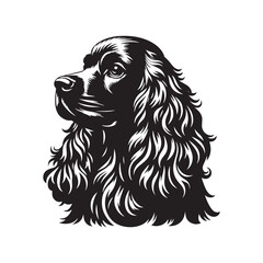 Cocker Spaniel Dog Vector Silhouette, Elegant Canine Outline, Pet Lover Clipart, Loyal Dog Art for Logos, Stickers, Apparel, Digital Prints, Crafts, and Posters.