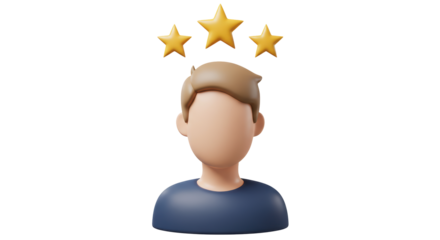 Isolated Faceless Character with Stars Symbolizing Success