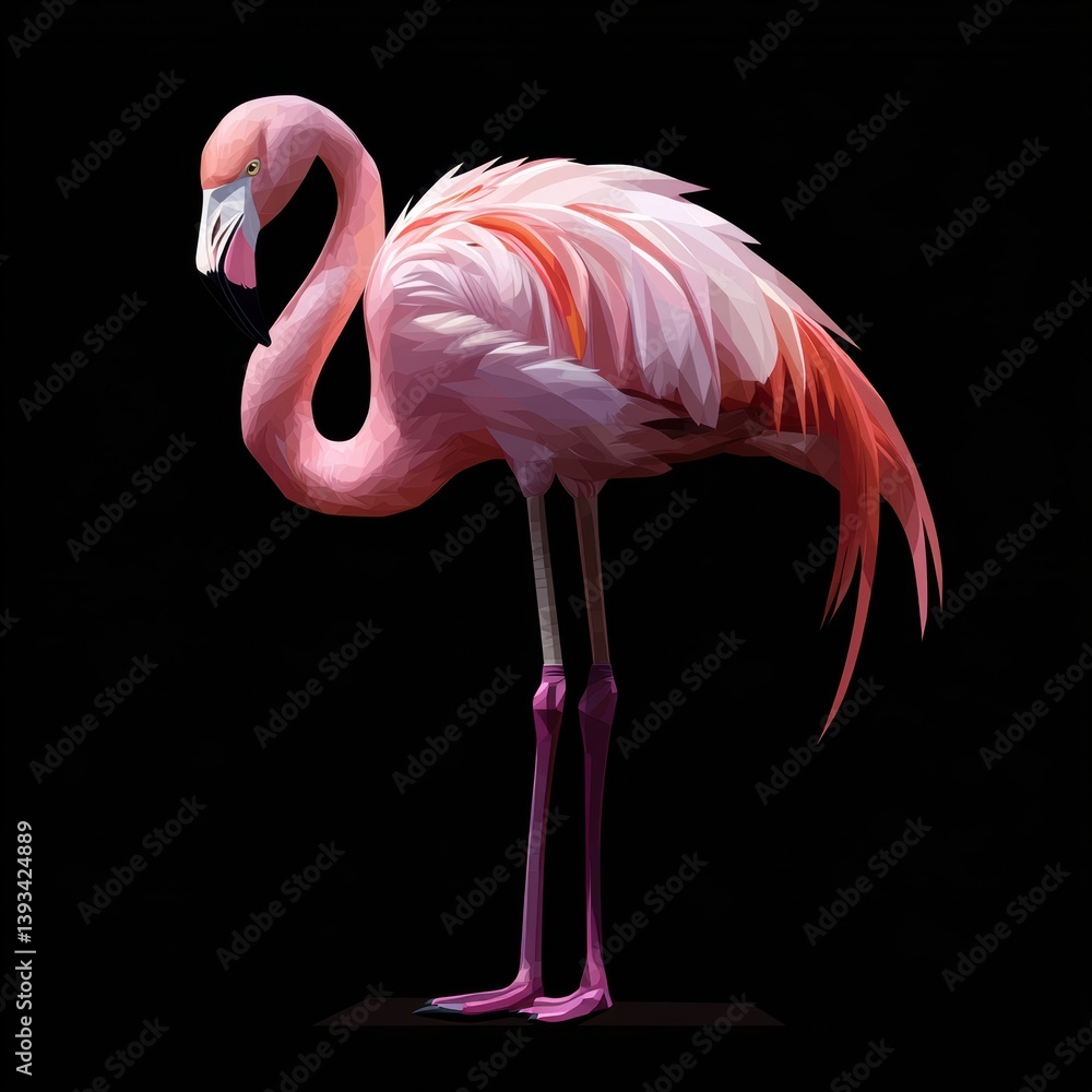 Poster elegant flamingo design showcasing modern geometric patterns in a captivating low-poly style