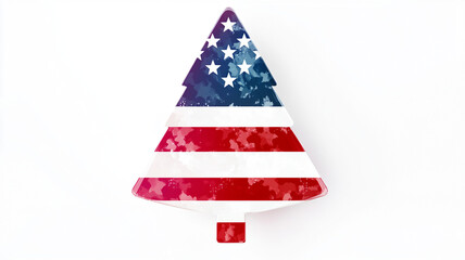 Stylized Christmas tree in the colors of the U.S. flag. The U.S. flag is in the shape of a Christmas tree.