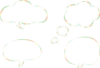 multicolor stroke outline comic speech bubbles set