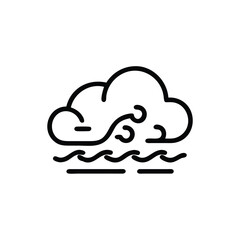 Cloud Over Ocean Waves Stormy Weather, Rain, Wind, Icon