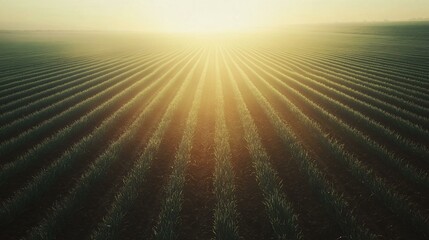 Fototapeta premium Ideal Agricultural Field Highlighting Abundant Crop Growth in Warm Sunlight