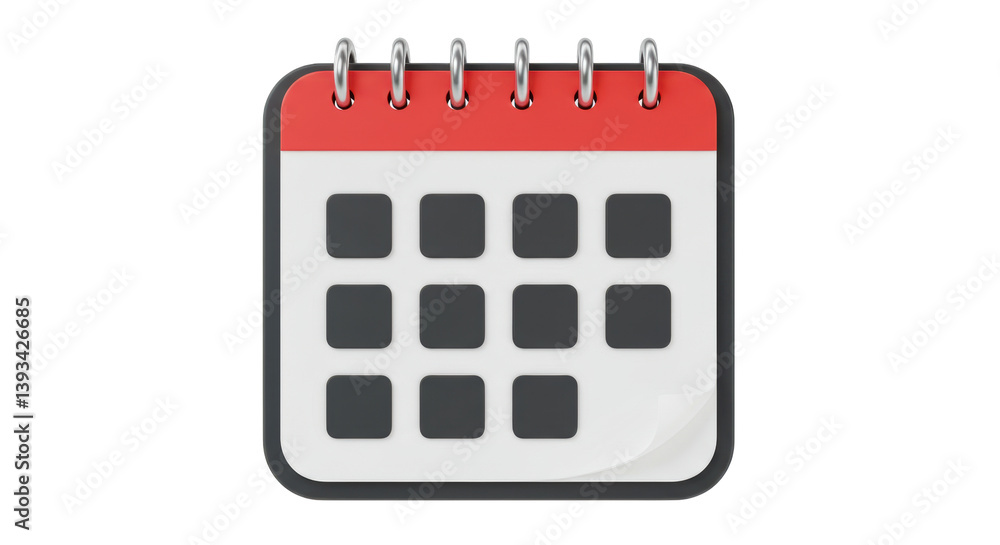 Poster isolated calendar icon with marked days and empty squares