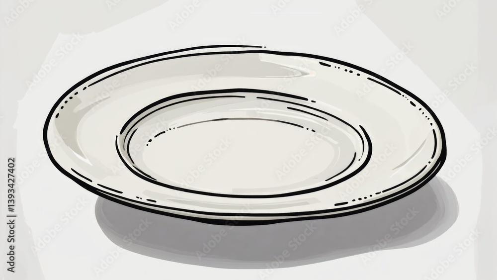 Poster a simple plate on a table, suitable for various occasions and settings