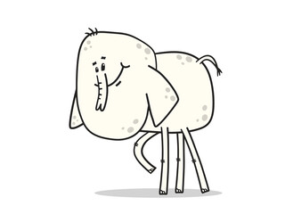 cute doodle elephant. Hand drawn cartoon vector illustration isolated on white background.