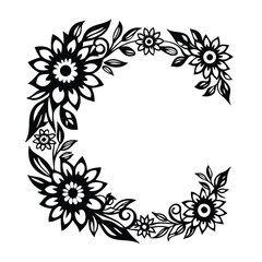 a corner floral frame silhouette for invitations