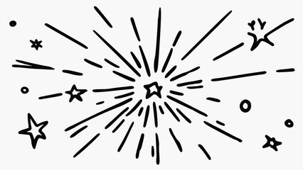 Obraz premium A stylized representation of a starburst in black and white, perfect for use in abstract designs or as a symbol