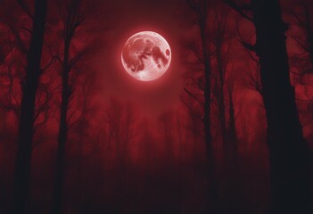moon background forest night horror technology red dark melancholic full fog black creepy foggy mystery nature tree gothic fantasy wood bloody halloween environment mist nightmare autumn ghost