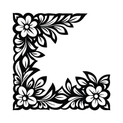 a corner floral frame silhouette for invitations