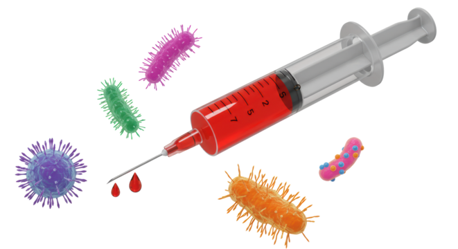 Isolated Syringe Injecting Vaccine with Bacteria