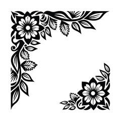 a corner floral frame silhouette for invitations