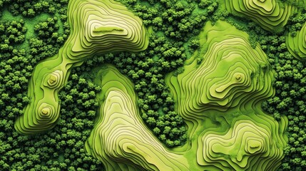 Detailed Terrain Map with Contours and Geographic Relief Representation