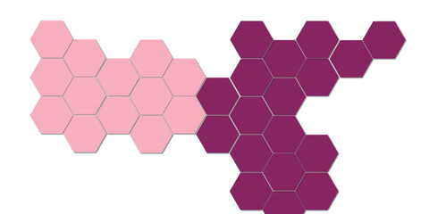 Geometric technology pink color hexagon background. Abstract vector illustration Science technology and medical concept hexagon on transparent background.