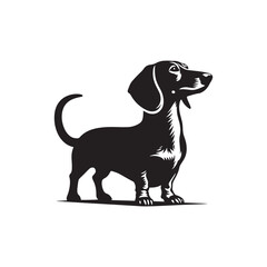 Dachshund Dog Vector Silhouette, Unique Long Body Canine Outline, Pet Lover Clipart, Playful Dog Art for Logos, Stickers, Apparel, Digital Prints, Crafts, and Posters.