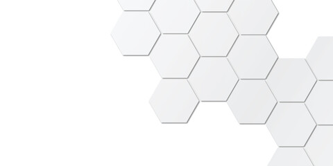 Geometric technology white hexagon background. Abstract vector illustration Science technology and medical concept hexagon on transparent background.