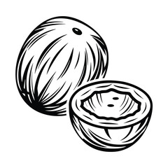 a coconut silhouette whole and halved versions