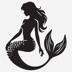 Mermaid silhouette cut out vector stock illustration