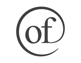 OF logo from two letter with circle shape email sign style. O and F round logotype of business company