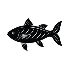 Black And White Vector Illustration Of Fish Graphic Design Element Isolated