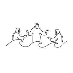 Jesus Walking On Water Continuous Line Art Vector Illustration Design