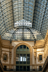 Interior of the famous Galleria Vittorio Emanuele II in Milan