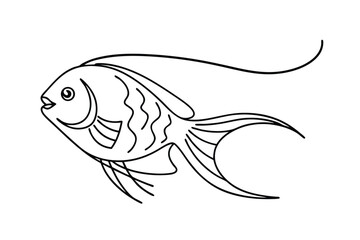 Exotic Fish Line Art Illustration Swimming Gracefully In A Minimalist Style