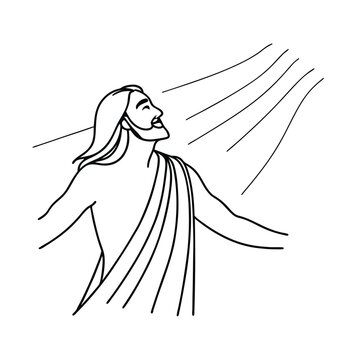 jesus smiling, arms open, receiving light clip art preview