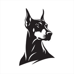 Doberman Pinscher Dog Vector Silhouette, Strong Loyal Canine Outline, Pet Lover Clipart, Elegant Dog Art for Logos, Stickers, Apparel, Digital Prints, Crafts, and Posters.