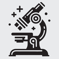 Microscope solid icon. Scientific microscope glyph style pictogram on white background