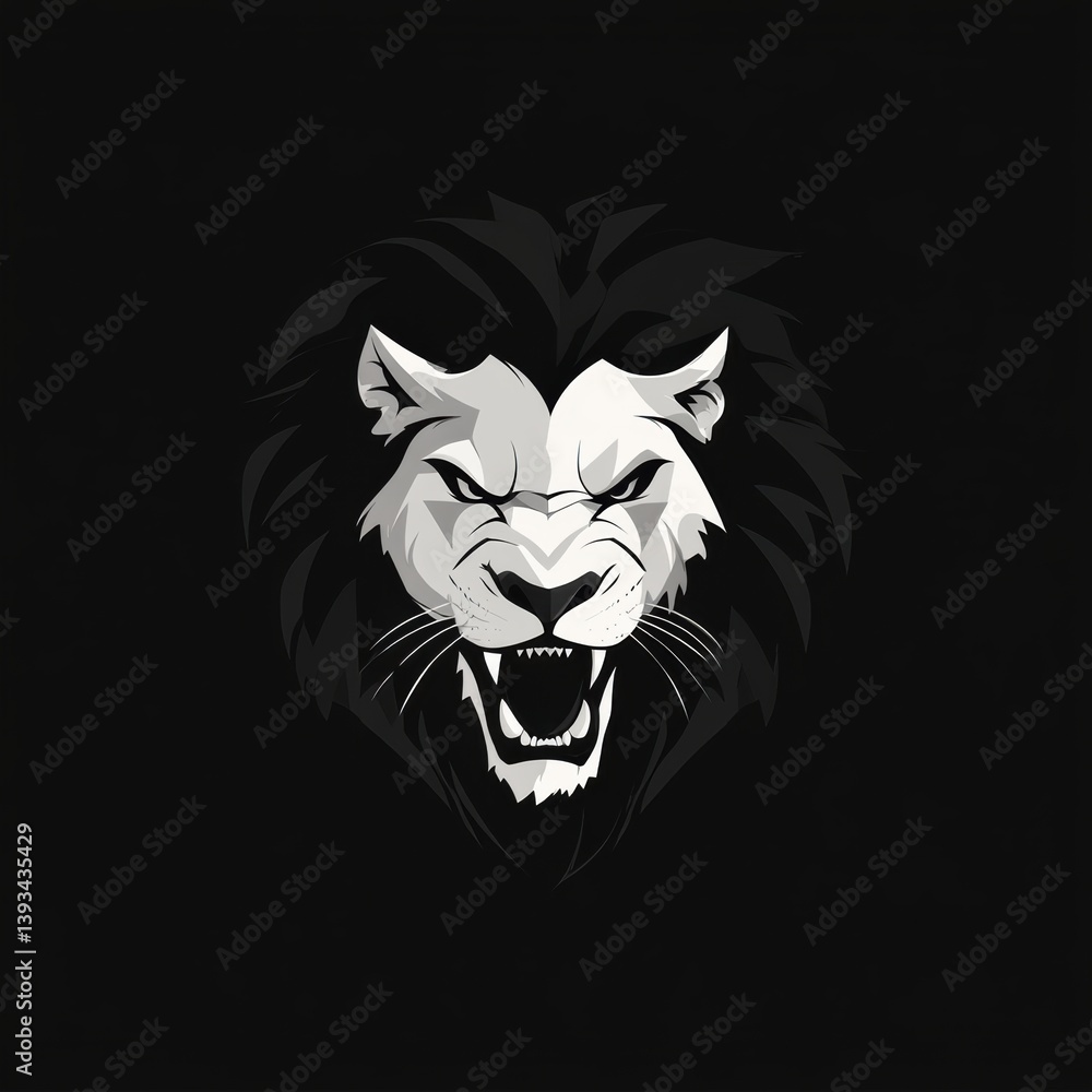 Poster modern manticore design showcasing sharp features and geometric shapes with fierce expression