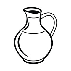 Black And White Line Art Illustration Of A Ceramic Milk Jug