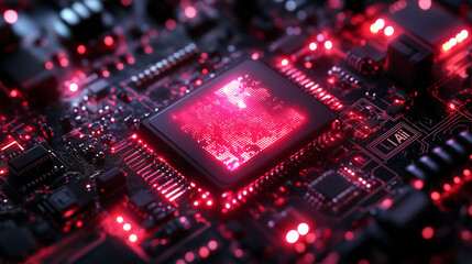 Fototapeta premium Computer chip isolated on black background