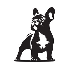 French Bulldog Dog Vector Silhouette, Adorable Canine Outline, Playful Pet Lover Clipart, Cute Dog Art for Logos, Stickers, Apparel, Digital Prints, Crafts, and Posters.