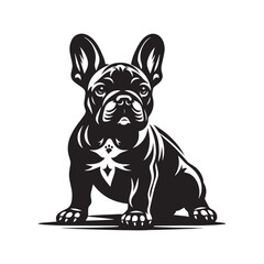 French Bulldog Dog Vector Silhouette, Adorable Canine Outline, Playful Pet Lover Clipart, Cute Dog Art for Logos, Stickers, Apparel, Digital Prints, Crafts, and Posters.