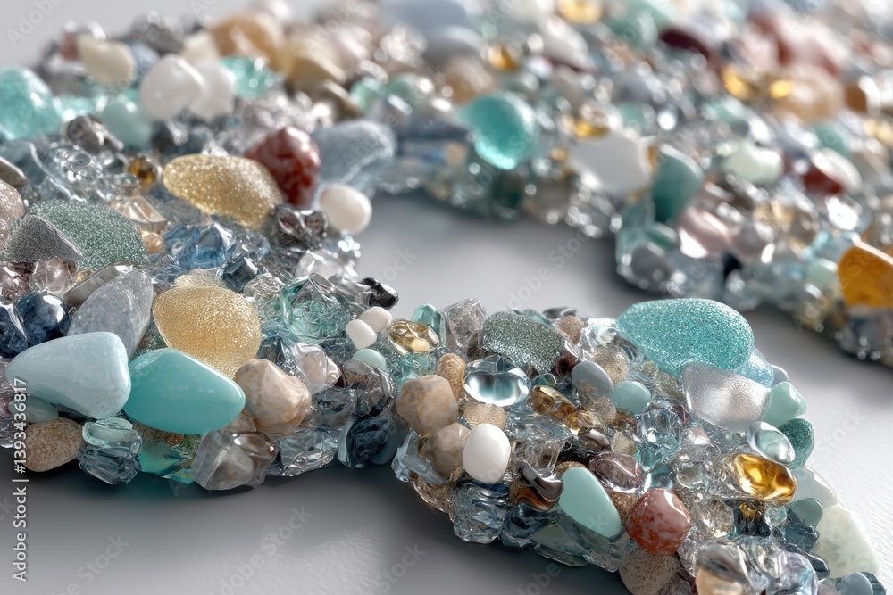 Aufkleber a mesmerizing collection of diverse stones and transparent crystals, creating an abstract pattern wi