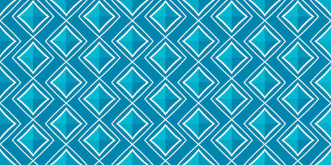 The diamonds are arranged in a diagonal grid, creating a sense of movement and depth. The background is a solid blue color, providing a stark contrast to the white outlines.