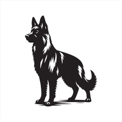 German Shepherd Dog Vector Silhouette, Strong Loyal Canine Outline, Intelligent Working Dog Art, Pet Lover Clipart for Logos, Stickers, Apparel, Digital Prints, Crafts, and Posters.