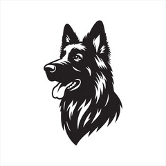 German Shepherd Dog Vector Silhouette, Strong Loyal Canine Outline, Intelligent Working Dog Art, Pet Lover Clipart for Logos, Stickers, Apparel, Digital Prints, Crafts, and Posters.