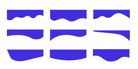 Collection of dividers shape templates. Modern separator header for website and app. Curve lines, wave collection of abstract design element for top and bottom page web site.Vector Illustration