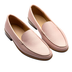 Soft Blush Pink Leather Dress Shoes Isolated on Transparent Background
