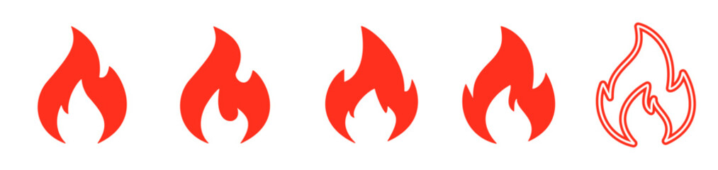 Fire flame icon. Burning symbol. Fireball sign. Energy illustration isolated.