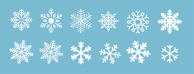 Set of Snowflakes Christmas design. Snowflakes icons. White Snowflake. Snowflakes template. Snow winter. Snowflakes icons.