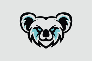 Vector esports logotype koala on white background, logo koala, icon koala, sticker koala, symbol koala, emblem koala.