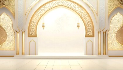 Fototapeta premium Amidst the night sky, a mosque's architecture stands illuminated, a beacon of religion in the city, with a star-like lantern adding a festive touch