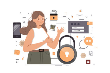 Privacy concept. Data security icon. Cloud with lock