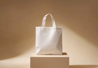 Plain White Tote Bag on Display for Branding Mockup Template